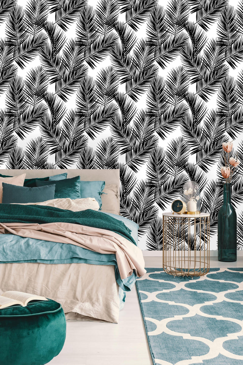 Black Palm Leaves Wallpaper