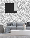 Black Scandinavian Leaves Wallpaper