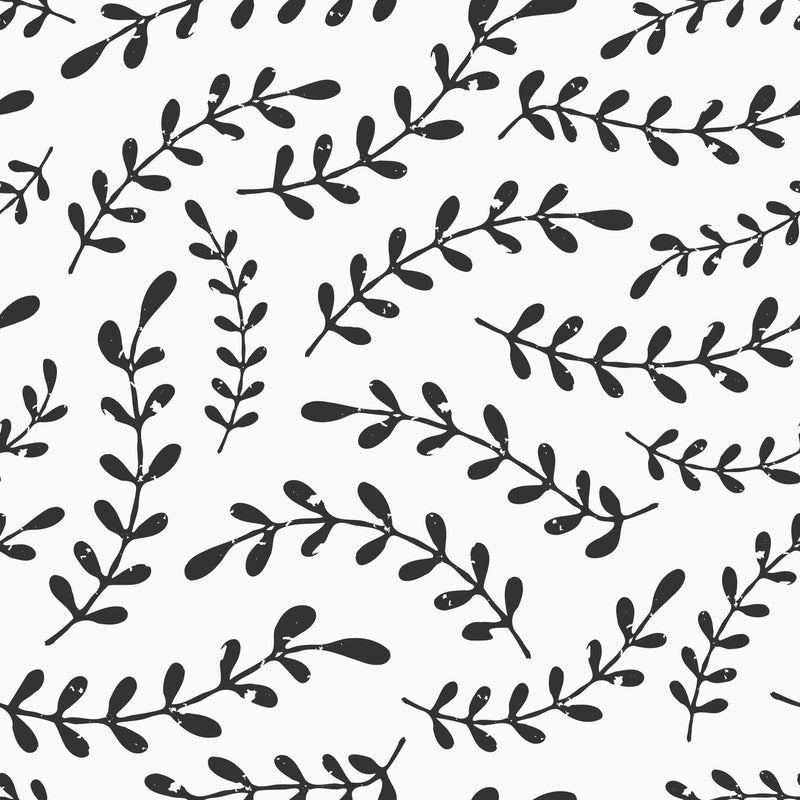 Black Scandinavian Leaves Wallpaper