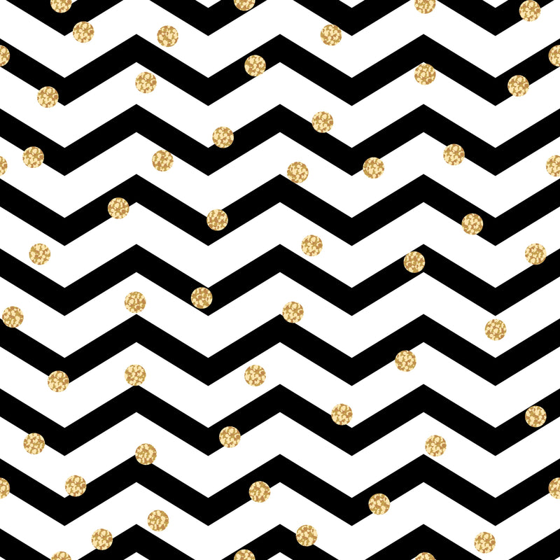 Black Waves and Gold Dots Wallpaper