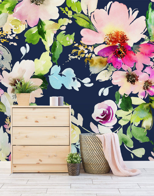 Blossoms Watercolor Wallpaper Mural