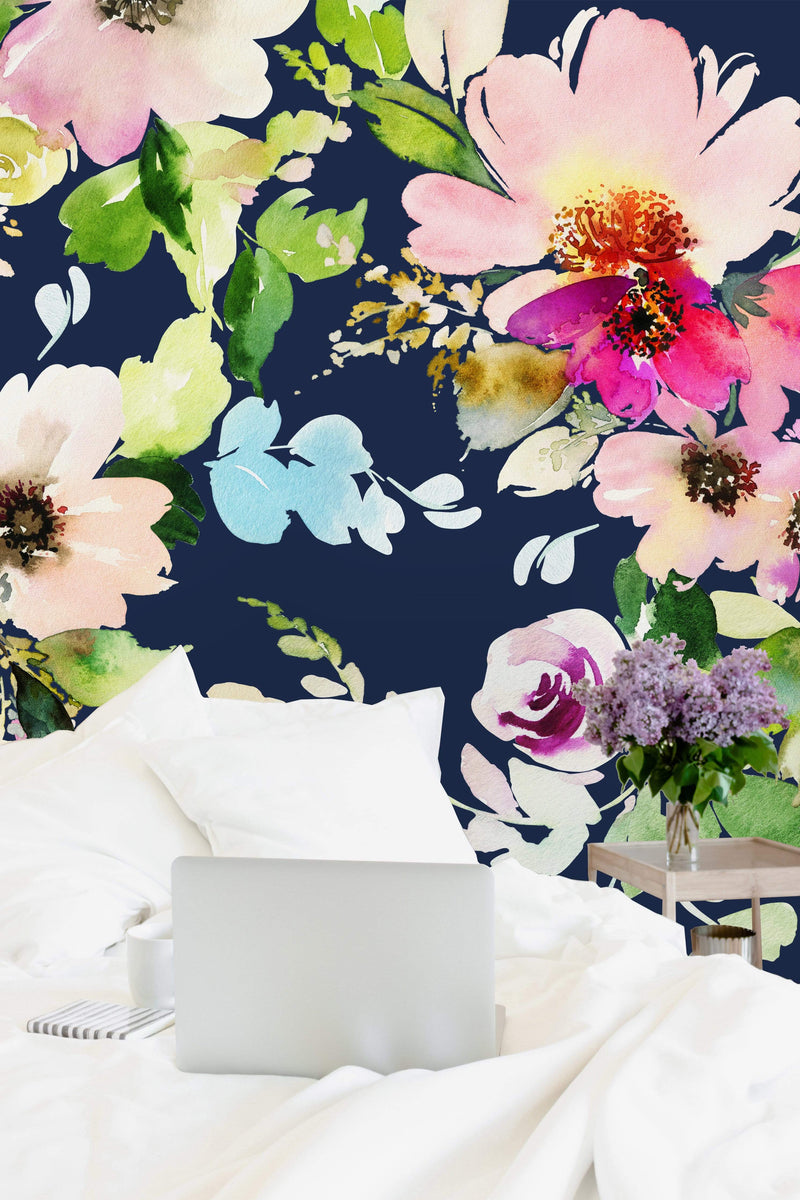 Blossoms Watercolor Wallpaper Mural
