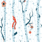 Blue Birch Tree Pattern Wallpaper