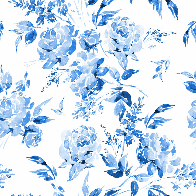 Blue Floral Pattern Wallpaper