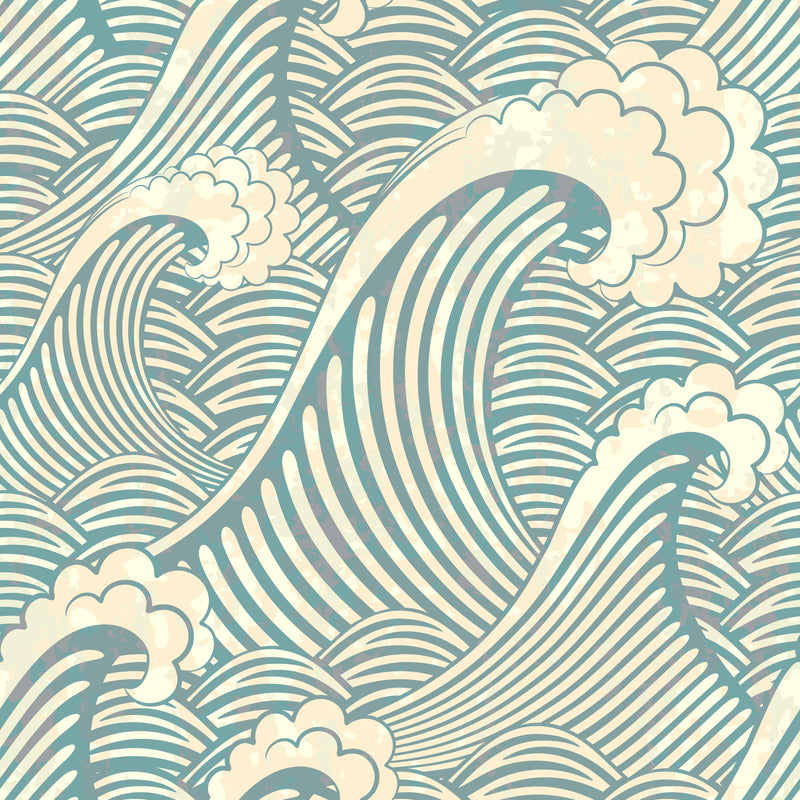 Blue Geometric Waves Wallpaper
