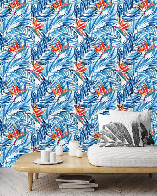 Blue Long Leaves Wallpaper