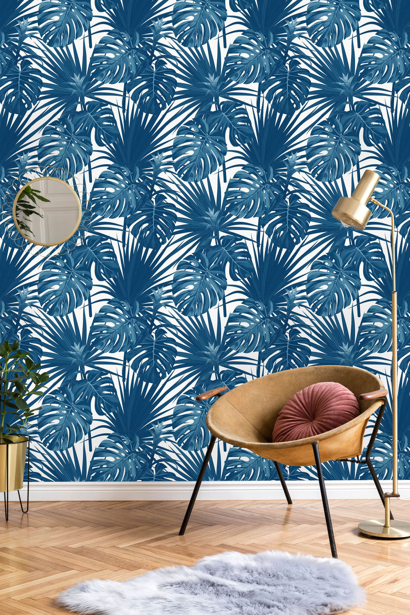 Blue Palm Leaves Wallpaper