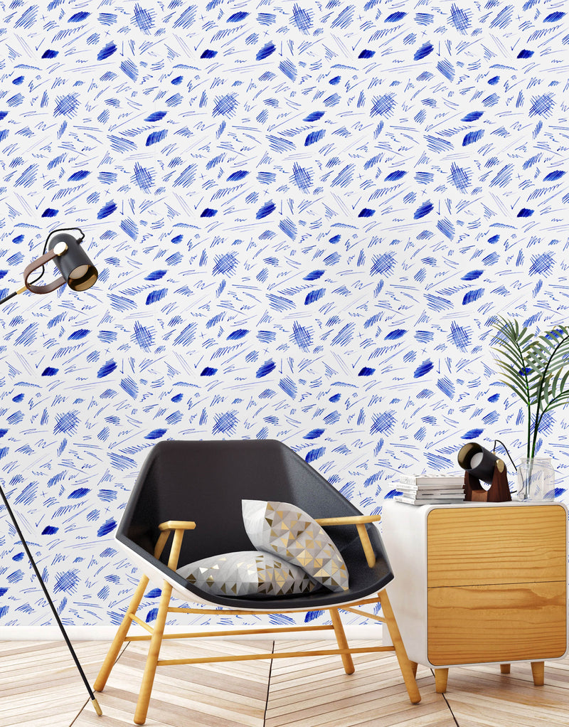Blue Pen Strokes Wallpaper