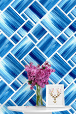 Contemporary Blue Squares Wallpaper Smart