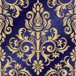 Blue Vintage Damask Wallpaper