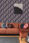 Blue Vintage Damask Wallpaper