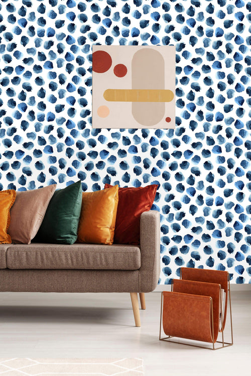 Blue Watercolor Dots Wallpaper