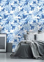 Blue Watercolor Peonies Wallpaper