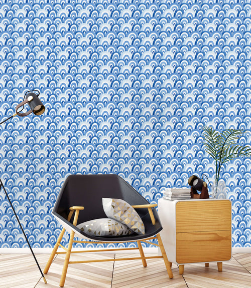 Blue Watercolor Swirls Wallpaper