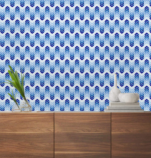 Blue Zigzag Stripes Wallpaper