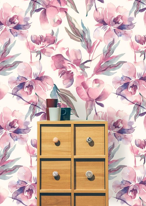 Blush Pink Watercolor Peony Wallpaper