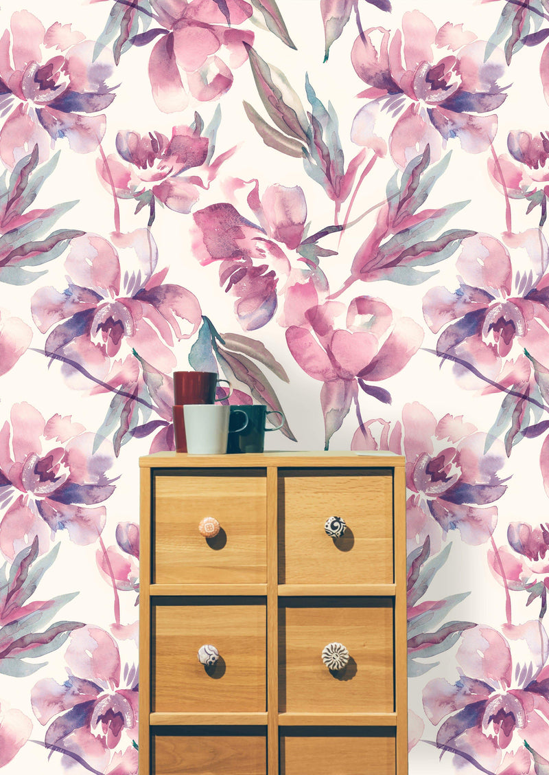 Blush Pink Watercolor Peony Wallpaper