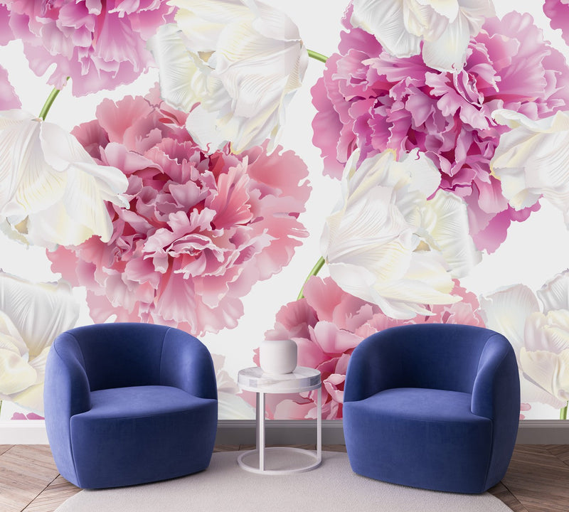 Contemporary Gentle Pink Flowers Wallpaper Vogue