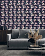 Pink Peonies on Dark Background Wallpaper