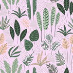 Botanical Mix on Pink Background Wallpaper