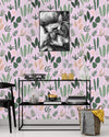 Botanical Mix on Pink Background Wallpaper