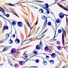 Botanical Pattern with Blue Berries Wallpaper