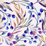 Botanical Pattern with Blue Berries Wallpaper