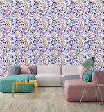 Botanical Pattern with Blue Berries Wallpaper