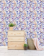 Botanical Pattern with Blue Berries Wallpaper