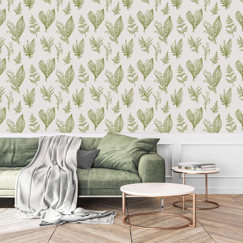 Modish Lilies of the Valley Wallpaper Tasteful