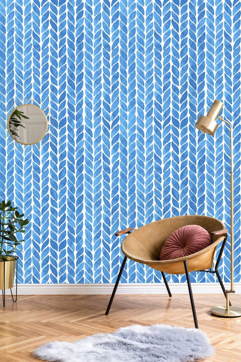 Braid Lines in Blue Wallpaper