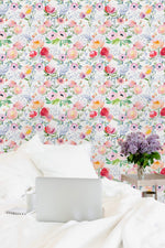 Bright Flowers Watercolor Style Wallpaper