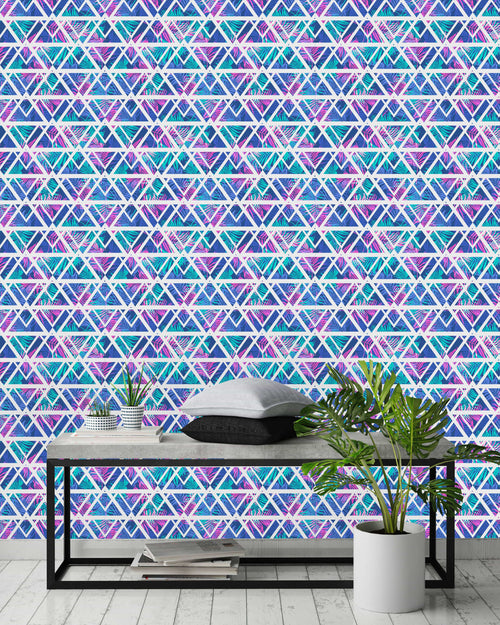 Bright Palm Geometric Leaves Wallpaper