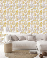 White Wallpaper with Herbs