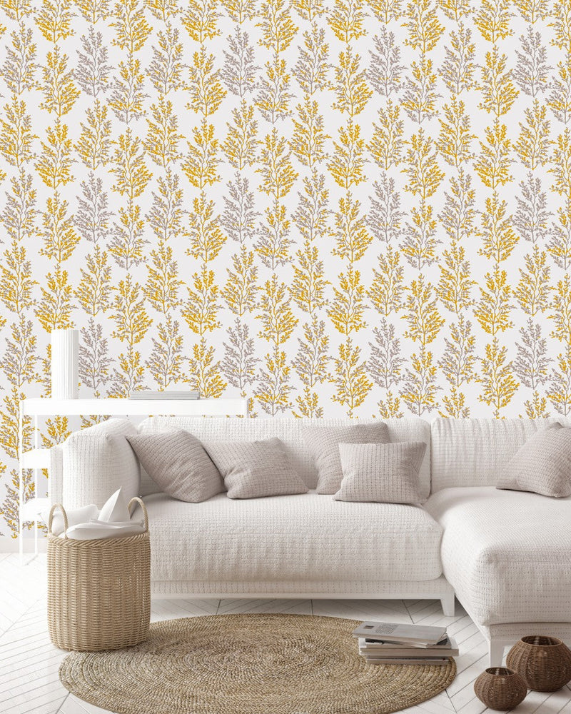 White Wallpaper with Herbs