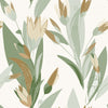 Green and Brown Flowers with Hearts Wallpaper