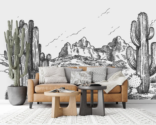 Fashionable Cactus Pattern Wallpaper Sophisticated