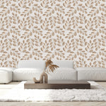 Elegant Beige Leaves Wallpaper Smart Quality
