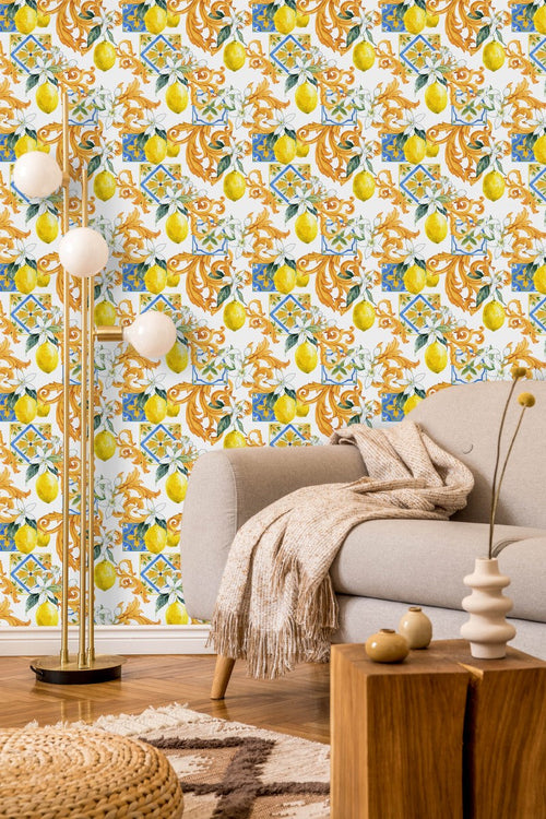 Lemons on White Background Wallpaper