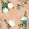 White Flowers on Orange Wallpaper