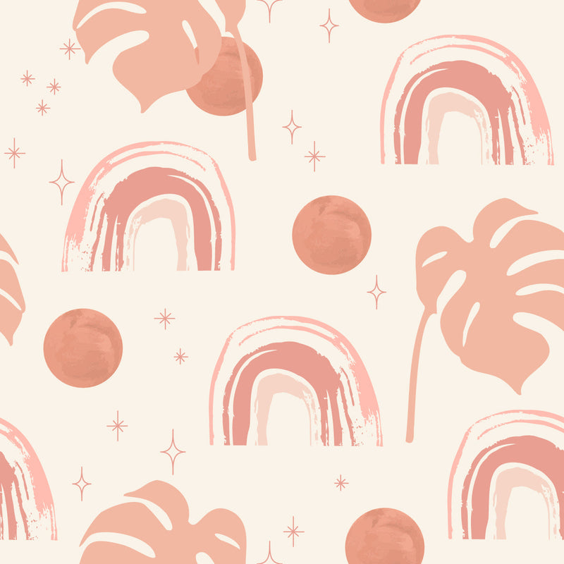 Pink Hand Drawn Rainbow Wallpaper