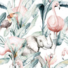 Elephants and Flamingos Wallpaper