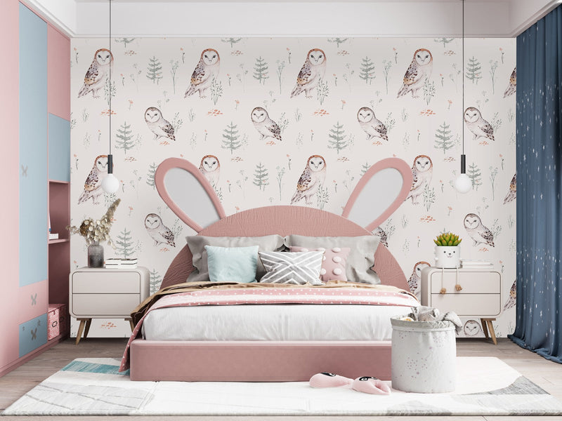 Contemporary Owls Wallpaper