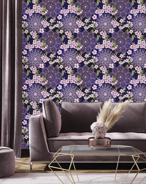 Mandala with Flowers Wallpaper