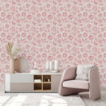 Pink Peonies Contours Wallpaper