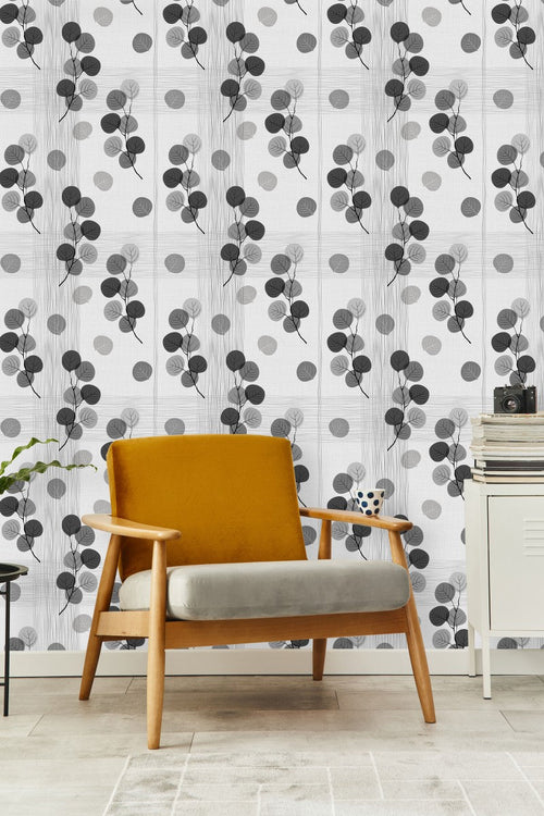Modish Grey Leaves Wallpaper Tasteful