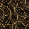Black Wallpaper with Gold Palm Leaves