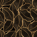 Black Wallpaper with Gold Palm Leaves