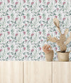 Wildflowers on White Wallpaper