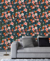 Contemporary Dark Wallpaper with Flowers Tasteful